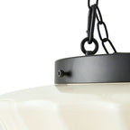 Lampada a sospensione scolastica vintage con paralume in ceramica a 3 luci
