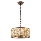 Lampadario Vintage a 4 Luci Glam con Accenti in Cristallo