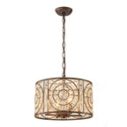Lampadario Vintage a 4 Luci Glam con Accenti in Cristallo
