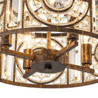 Lampadario Vintage a 4 Luci Glam con Accenti in Cristallo