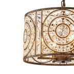 Lampadario Vintage a 4 Luci Glam con Accenti in Cristallo