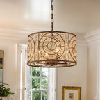 Lampadario Vintage a 4 Luci Glam con Accenti in Cristallo