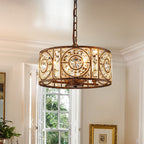 Lampadario Vintage a 4 Luci Glam con Accenti in Cristallo