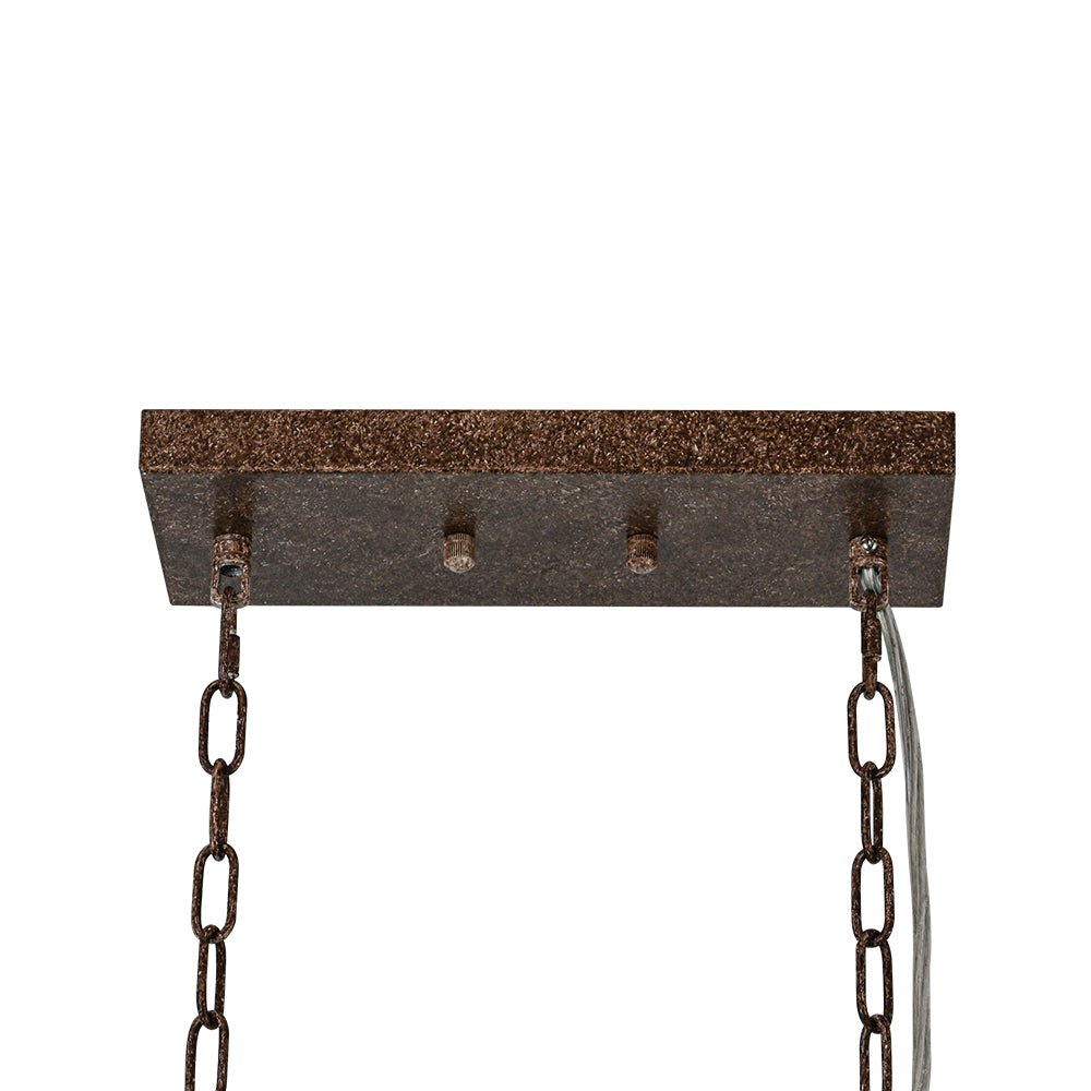 Lampadario Rectangolare Vintage a 4 Luci con Struttura Hollow in Cristallo