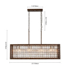 Lampadario Rectangolare Vintage a 4 Luci con Struttura Hollow in Cristallo