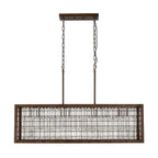 Lampadario Rectangolare Vintage a 4 Luci con Struttura Hollow in Cristallo