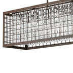 Lampadario Rectangolare Vintage a 4 Luci con Struttura Hollow in Cristallo