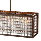 Lampadario Rectangolare Vintage a 4 Luci con Struttura Hollow in Cristallo