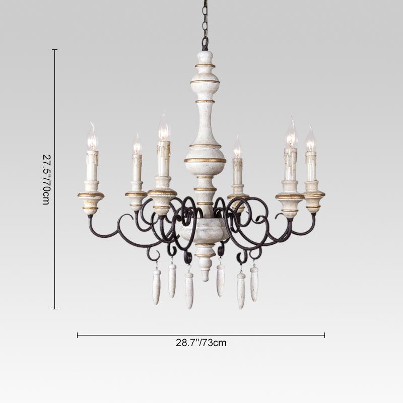 Lampadario a Candele Vintage Chic Bianco Invecchiato