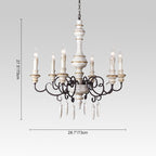 Lampadario a Candele Vintage Chic Bianco Invecchiato