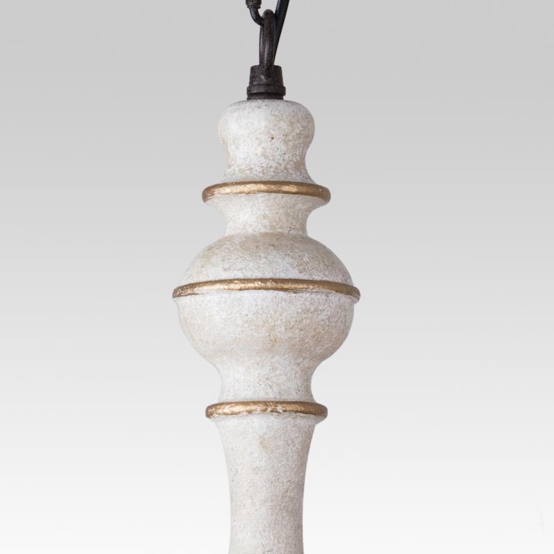 Lampadario a Candele Vintage Chic Bianco Invecchiato