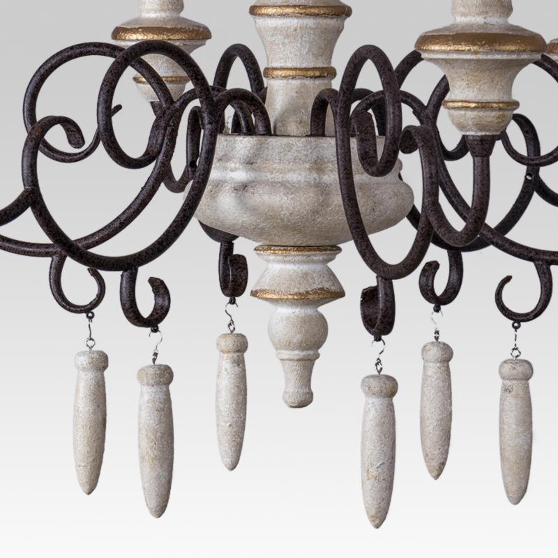 Lampadario a Candele Vintage Chic Bianco Invecchiato