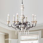 Lampadario a Candele Vintage Chic Bianco Invecchiato