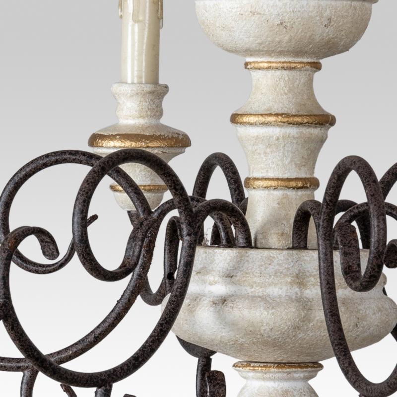 Lampadario a Candele Vintage Chic Bianco Invecchiato