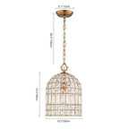 Lampada a sospensione in stile vintage con accenti in cristallo a forma di gabbia per uccelli