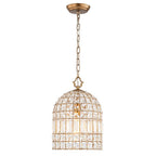 Lampada a sospensione in stile vintage con accenti in cristallo a forma di gabbia per uccelli