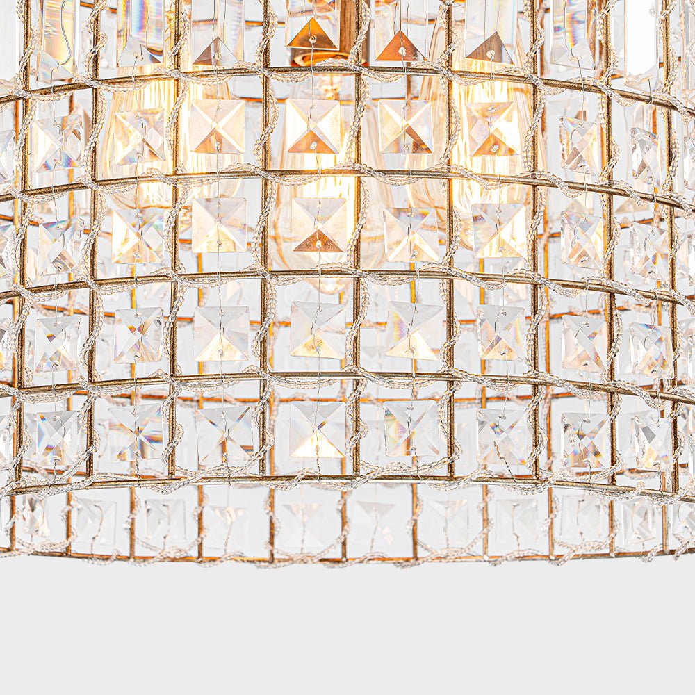 Lampada a sospensione in stile vintage con accenti in cristallo a forma di gabbia per uccelli