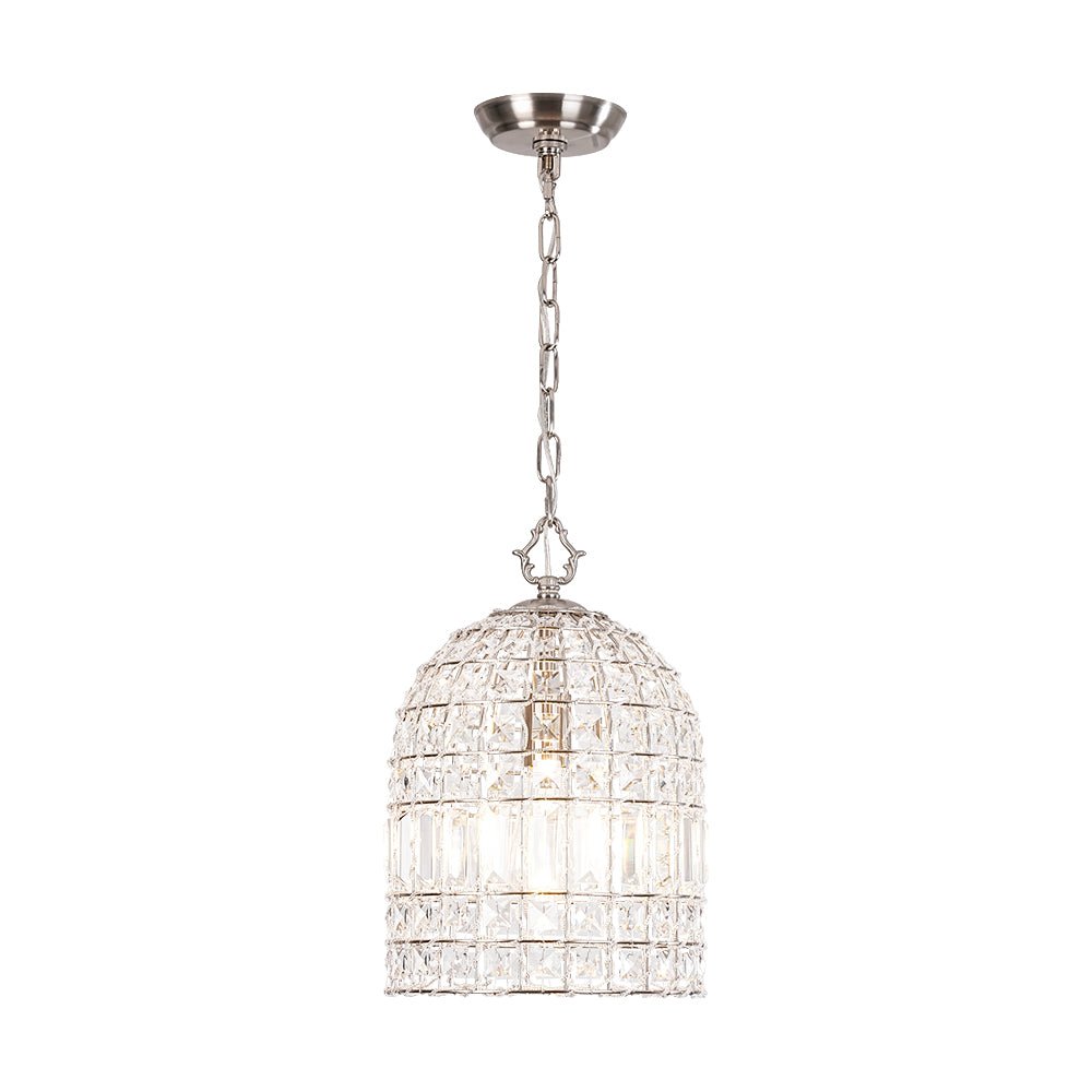 Lampada a sospensione in stile vintage con accenti in cristallo a forma di gabbia per uccelli