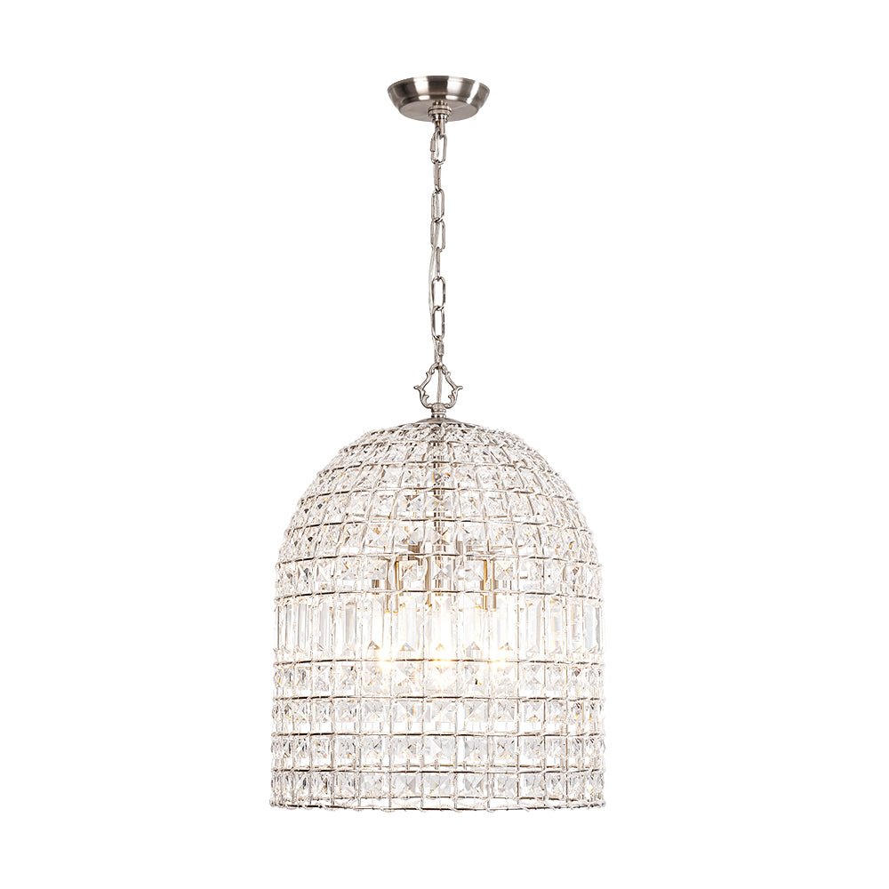 Lampada a sospensione in stile vintage con accenti in cristallo a forma di gabbia per uccelli