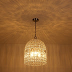 Lampada a sospensione in stile vintage con accenti in cristallo a forma di gabbia per uccelli