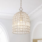 Lampada a sospensione in stile vintage con accenti in cristallo a forma di gabbia per uccelli