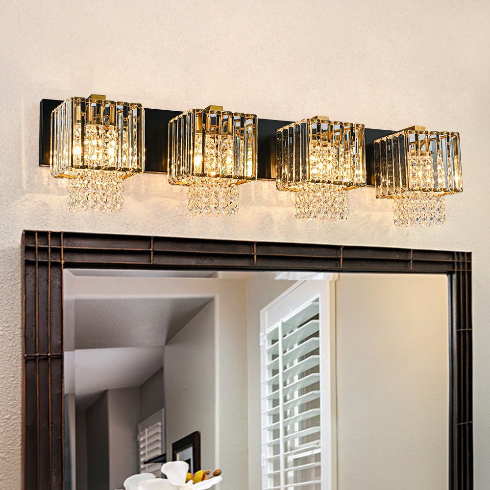 Lampada da parete in cristallo quadrata design vintage a goccia