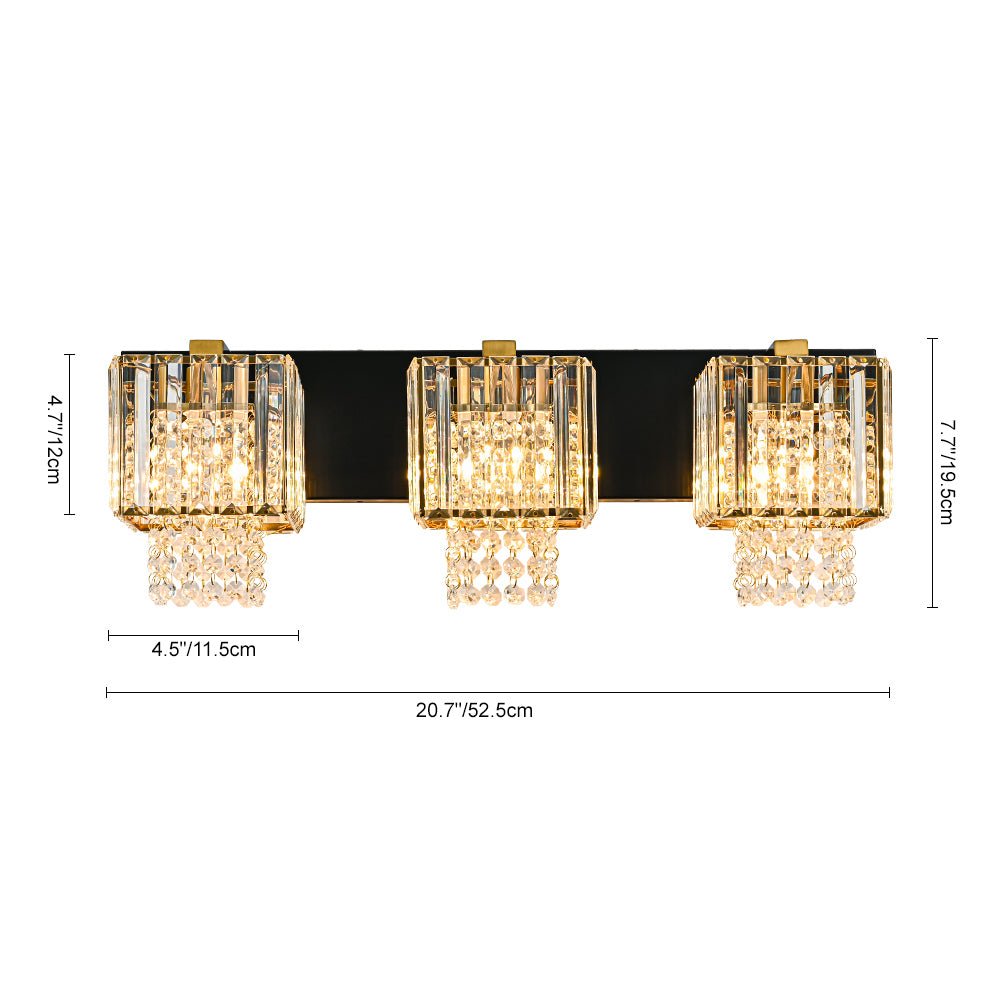 Lampada da parete in cristallo quadrata design vintage a goccia
