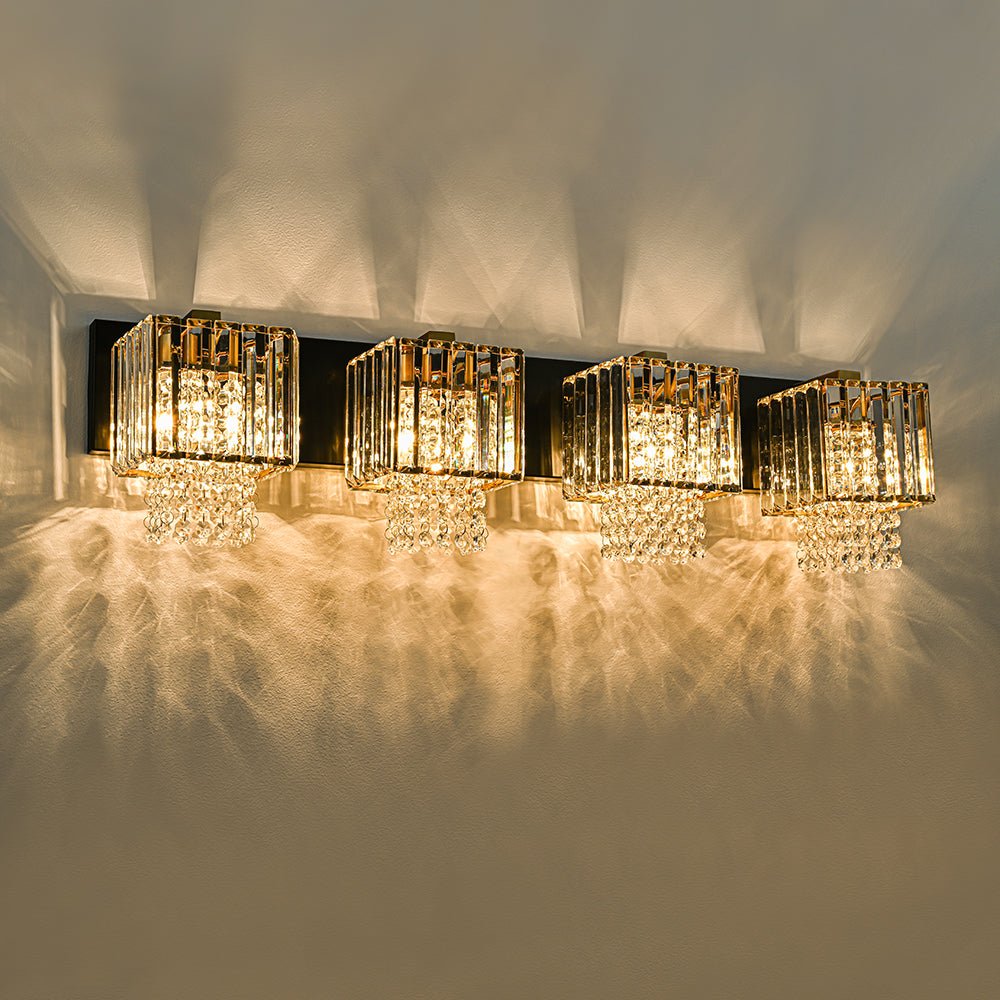 Lampada da parete in cristallo quadrata design vintage a goccia