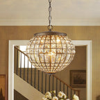 Lampadario a Globo di Cristallo Vintage in Stile Francese con 3 Luci