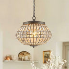 Lampadario a Globo di Cristallo Vintage in Stile Francese con 3 Luci