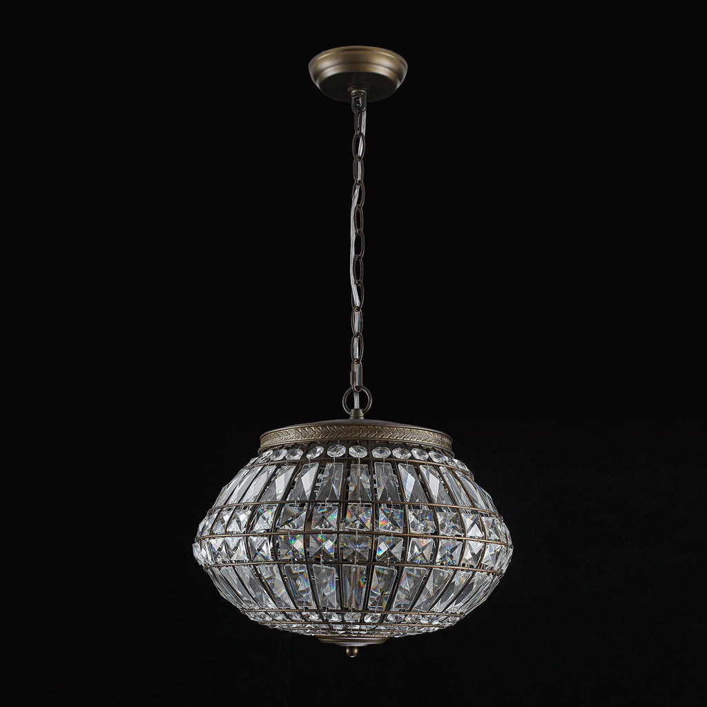 Lampadario a Globo di Cristallo Vintage in Stile Francese con 3 Luci