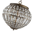 Lampadario a Globo di Cristallo Vintage in Stile Francese con 3 Luci