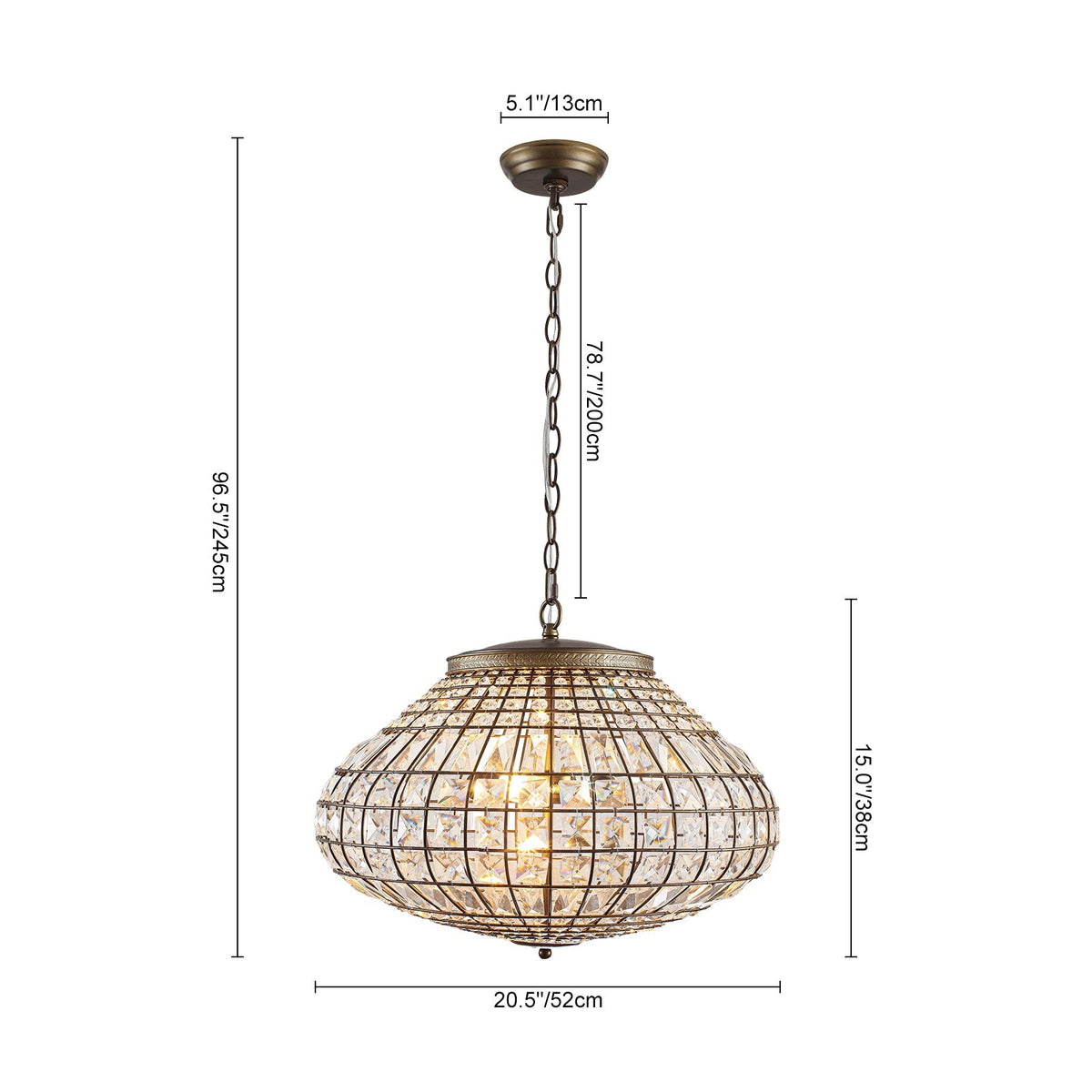 Lampadario a Globo di Cristallo Vintage in Stile Francese con 3 Luci