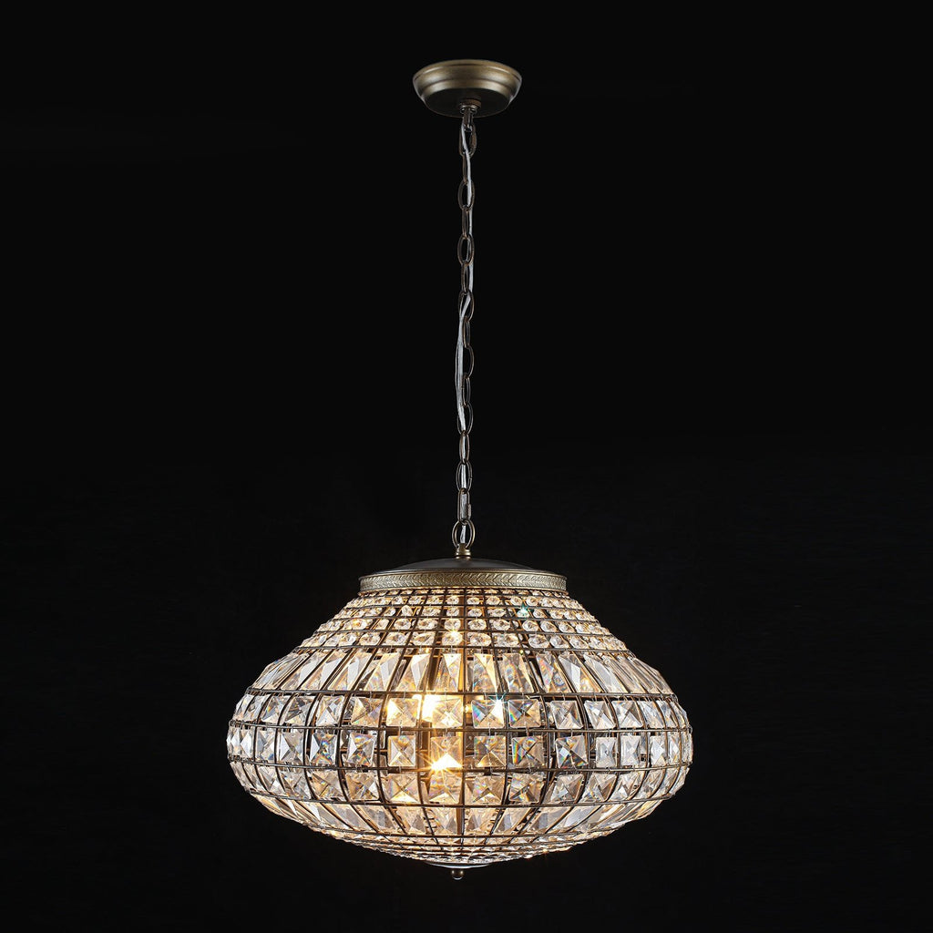 Lampadario a Globo di Cristallo Vintage in Stile Francese con 3 Luci