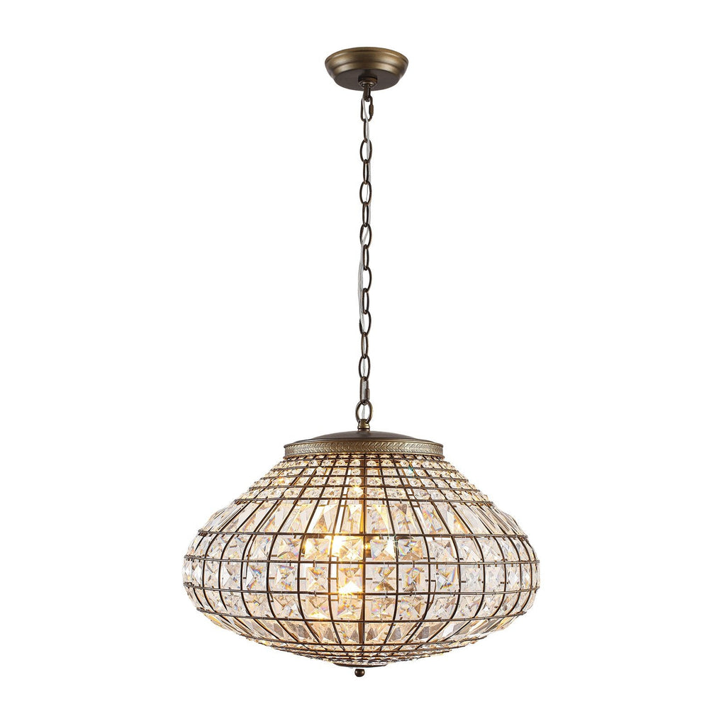 Lampadario a Globo di Cristallo Vintage in Stile Francese con 3 Luci