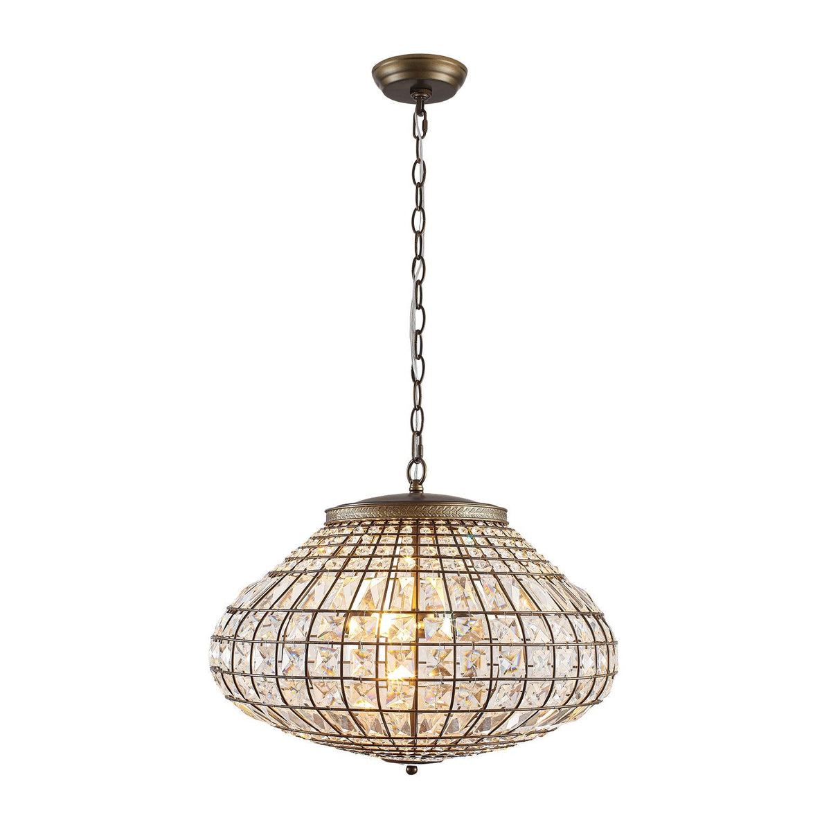 Lampadario a Globo di Cristallo Vintage in Stile Francese con 3 Luci