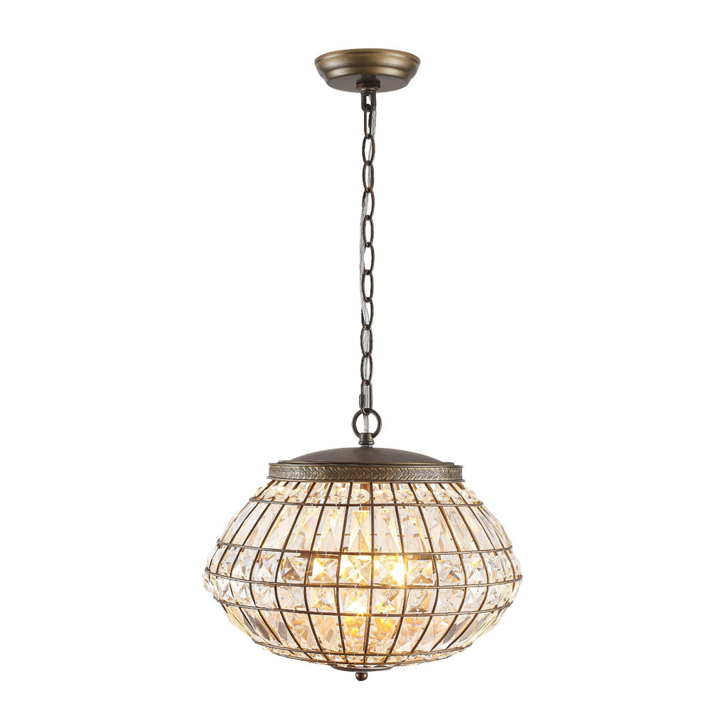 Lampadario a Globo di Cristallo Vintage in Stile Francese con 3 Luci