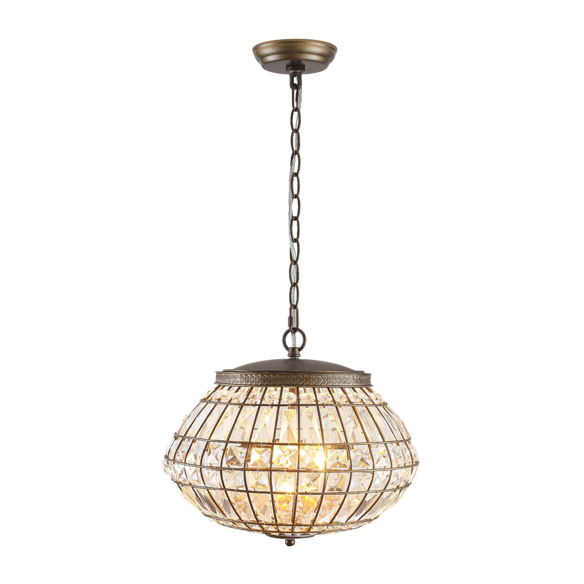 Lampadario a Globo di Cristallo Vintage in Stile Francese con 3 Luci