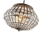 Lampadario a Globo di Cristallo Vintage in Stile Francese con 3 Luci