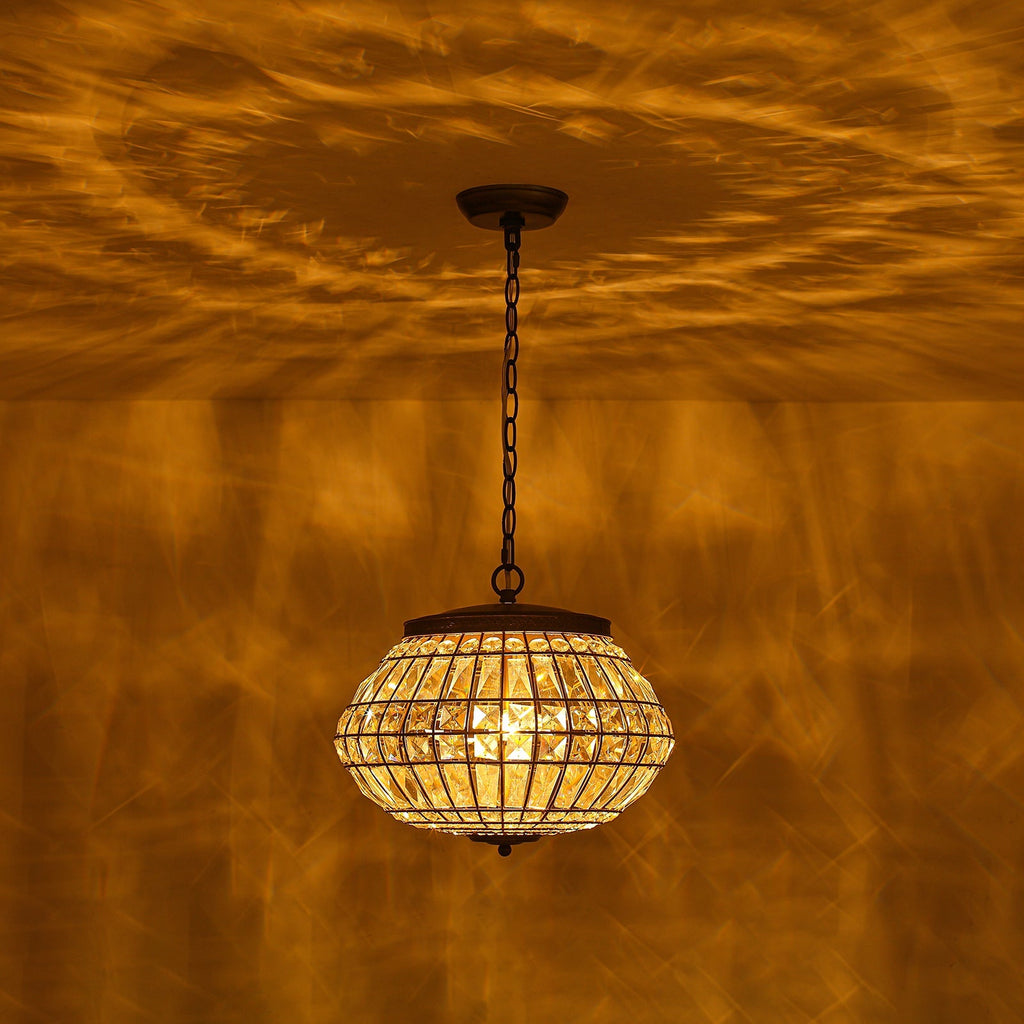 Lampadario a Globo di Cristallo Vintage in Stile Francese con 3 Luci