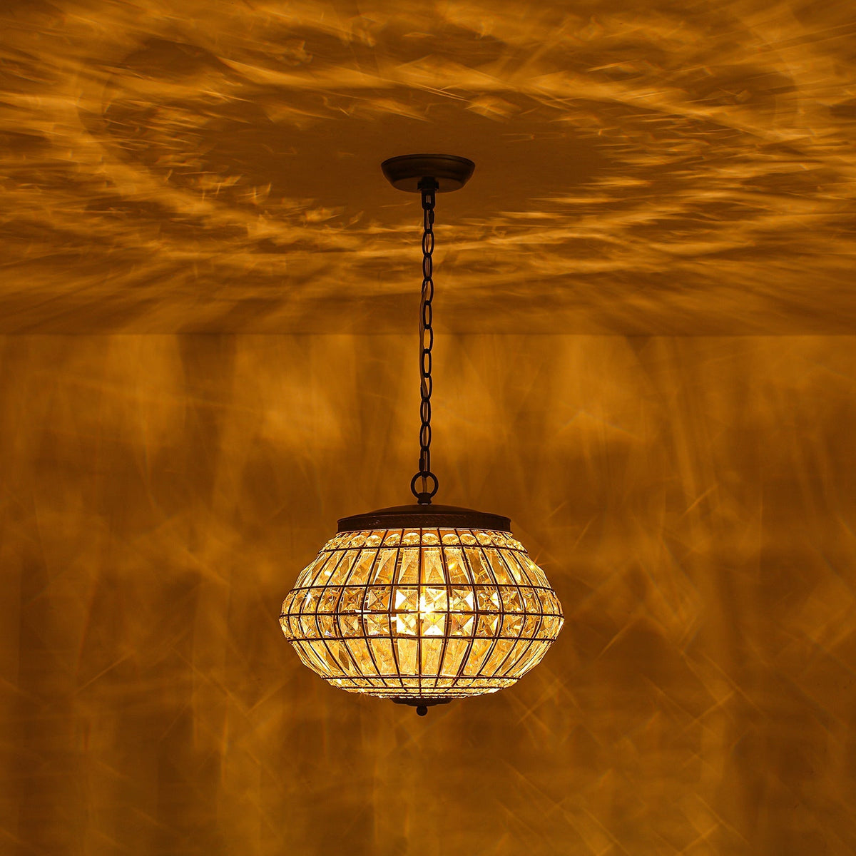Lampadario a Globo di Cristallo Vintage in Stile Francese con 3 Luci