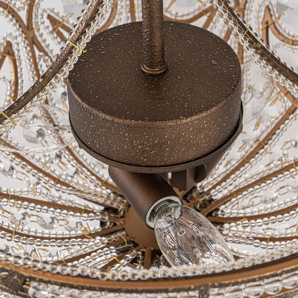Lampada da soffitto semi flush in cristallo a ciotola vintage di lusso a 3 luci