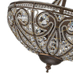 Lampada da soffitto semi flush in cristallo a ciotola vintage di lusso a 3 luci