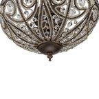 Lampada da soffitto semi flush in cristallo a ciotola vintage di lusso a 3 luci