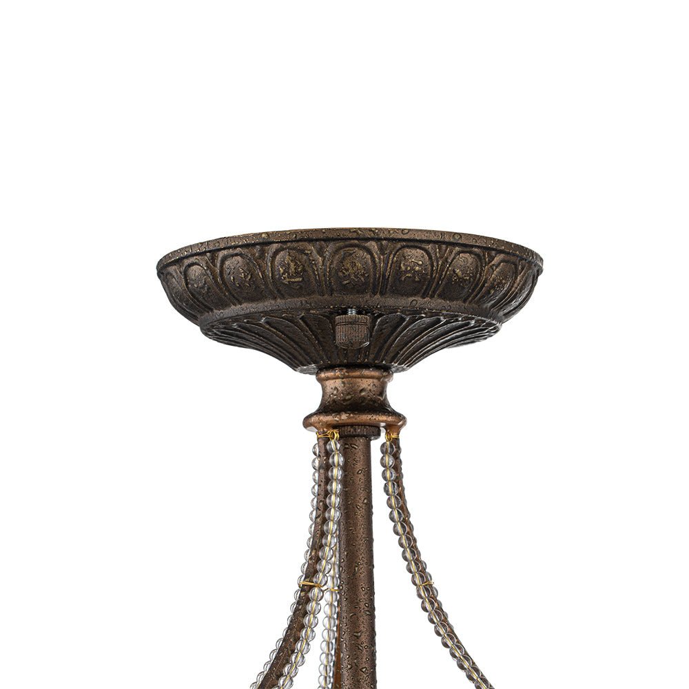 Lampada da soffitto semi flush in cristallo a ciotola vintage di lusso a 3 luci