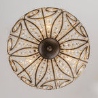 Lampada da soffitto semi flush in cristallo a ciotola vintage di lusso a 3 luci