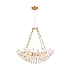 Lampadario in Vetro Floreale a 6 Luci con Design a Cesto di Fiori di Prugno Vintage di Lusso
