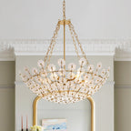 Lampadario in Vetro Floreale a 6 Luci con Design a Cesto di Fiori di Prugno Vintage di Lusso