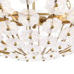 Lampadario in Vetro Floreale a 6 Luci con Design a Cesto di Fiori di Prugno Vintage di Lusso