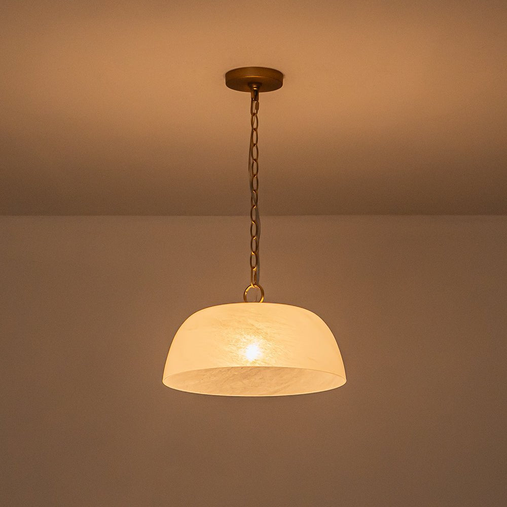 Lampada a sospensione vintage retrò con diffusore in vetro alabastrino bianco